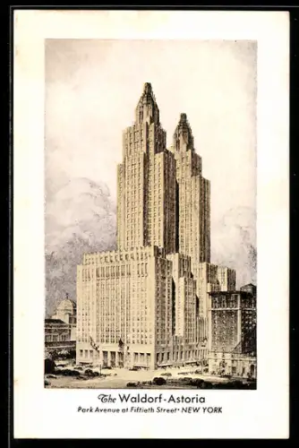 AK New York, NY, The Waldorf-Astoria, Park Avenue at Fiftieth Street