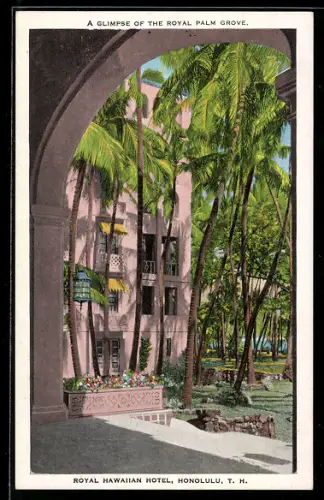 AK Honolulu, HI, Royal Hawayan Hotel, A Glimpse of the Royal Palm Grove