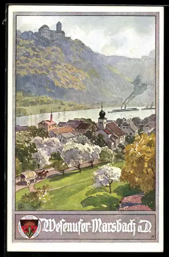 AK Deutscher Schulverein NR 443: Waldkirchen am Wesen, Marsbach, Wesenufer