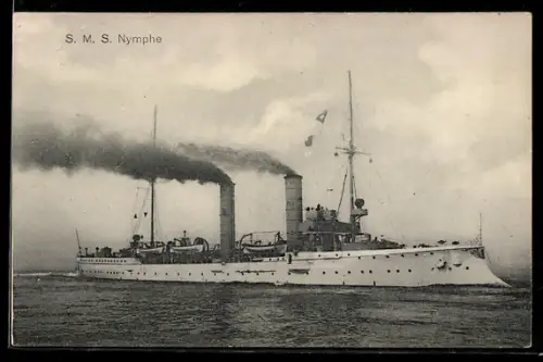 AK Kleiner Kreuzer S.M.S. Nymphe in Fahrt, Kriegsschiff