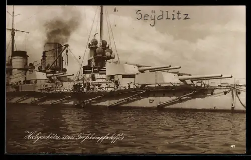 AK Ansicht der Heckgeschütze vom Grossen Kreuzer S.M.S. Seydlitz, Kriegsschiff