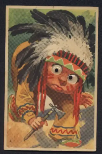Glasaugen-AK Indianer mit Federhaube