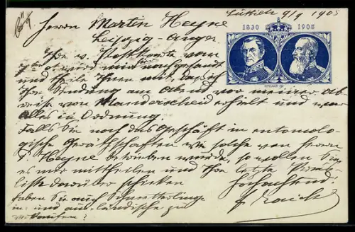 AK Portrait König Leopold I. von Belgien 1830 und Leopold II., Ganzsache