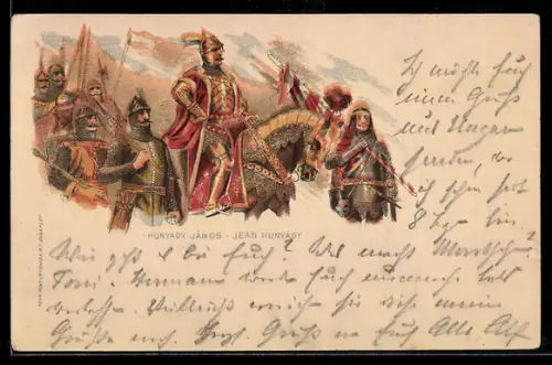 Lithographie Ungarischer Heerführer Hunyady János, Ganzsache