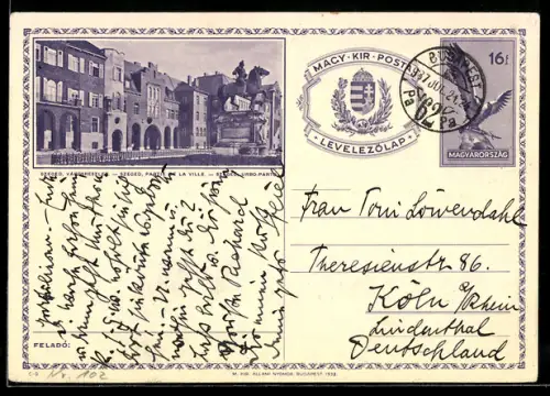 AK Szeged, Partie de la Ville, Ganzsache
