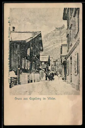 AK Engelberg, Strassenpartie im Winter