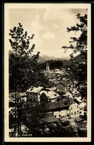 AK Bad Aussee, Panorama mit Kirche und Bergen