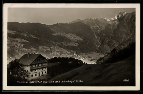 AK Oetz, Gasthaus Ritzlerhof mit Acherkogel
