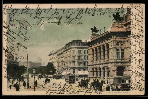 AK Wien, Opernring mit Strassenbahn