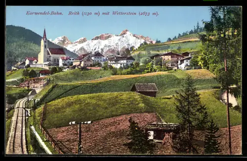 AK Reith /Karwendel-Bahn, Ortsansicht mit Wetterstein