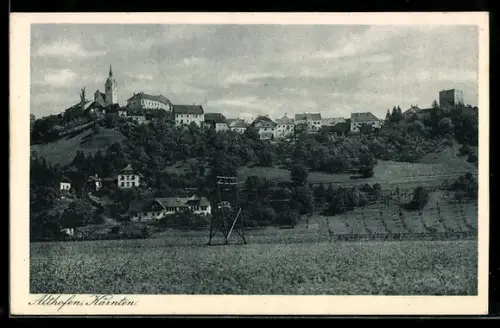 AK Althofen /Kärnten, Panorama mit Kirche und Ortschaft