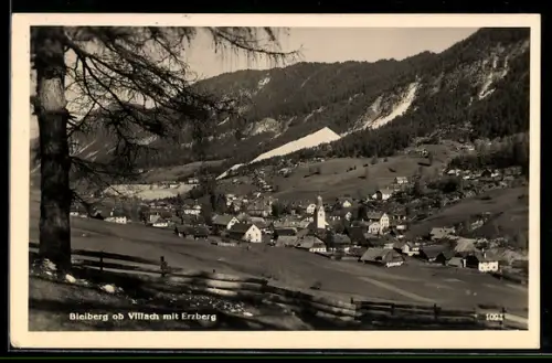 AK Bleiberg bei Villach, Ortsansicht mit Erzberg