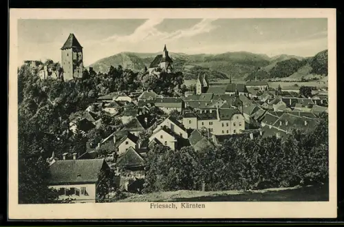 AK Friesach /Kärnten, Panorama mit Schloss und Kirche