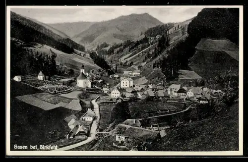 AK Gasen bei Birkfeld, Panorama mit Kirche aus der Vogelschau