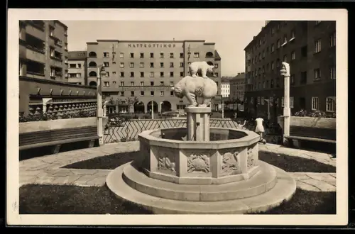 AK Wien, Matteottihof mit Tierkreisbrunnen