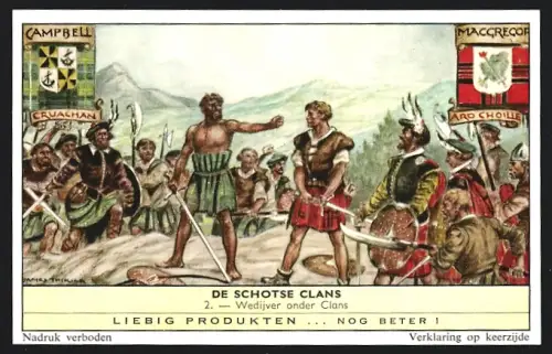 Sammelbild Liebig, De Schotse Clans, Wedijver onder Clans