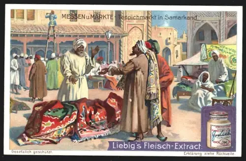 Sammelbild Liebig, Messen und Märkte, Teppichmarkt in Samarkand