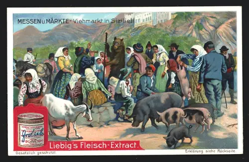 Sammelbild Liebig, Messen u. Märkte, Viehmarkt in Sizilien