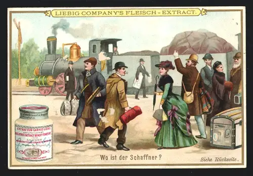 Sammelbild Liebig, Wo ist der Schaffner?, Suchbild
