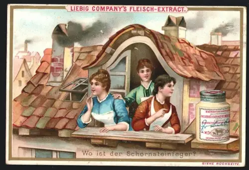 Sammelbild Liebig, Wo ist der Schornsteinfeger?, Suchbild
