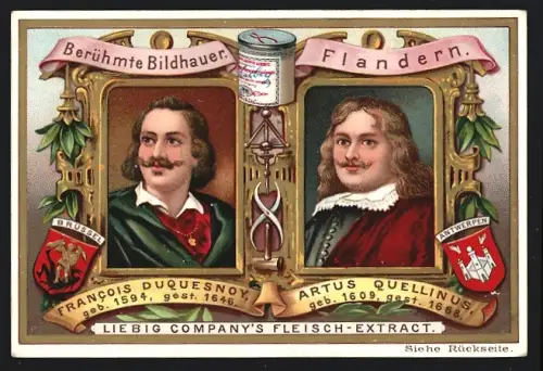 Sammelbild Liebig, Berühmte Bildhauer, Flandern, Francois Duquesnoy, Artus Quellinus