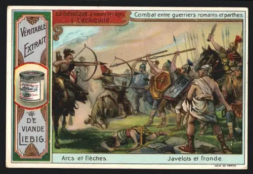 Sammelbild Liebig, Arcs et flèches, Javelots et fronde