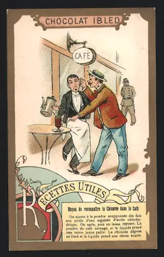 Sammelbild Chocolat Ibled, Paris, Mann mit Kellner