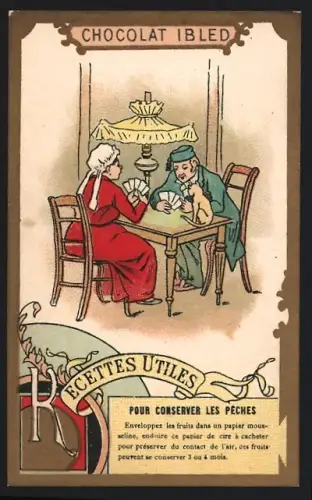 Sammelbild Chocolat Ibled, Paris, Paar spielt Karten