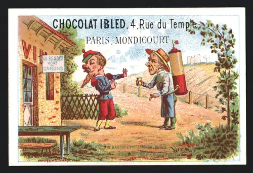 Sammelbild Chocolat Ibled, Paris, Rue du Temple 4, Mann lehnt ein Getränk ab