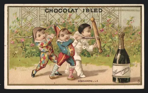 Sammelbild Chocolat Ibled, Paris, Clowns tragen einen Korkenzieher