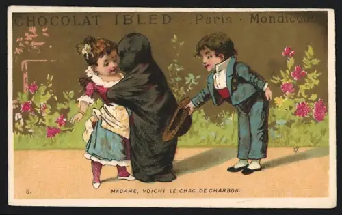 Sammelbild Chocolat Ibled, Paris, Mann begrüsst eine Dame