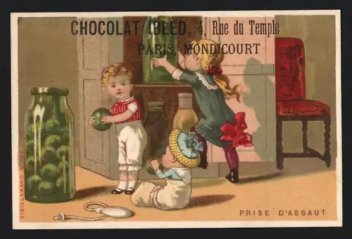 Sammelbild Chocolat Ibled, Paris, Kinder holen eingelegtes Gemüse aus dem Schrank