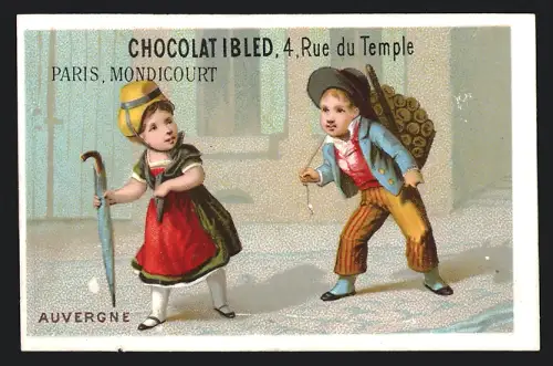 Sammelbild Chocolat Ibled, Paris, Rue du Temple 4, Mann mit Holz auf dem Rücken