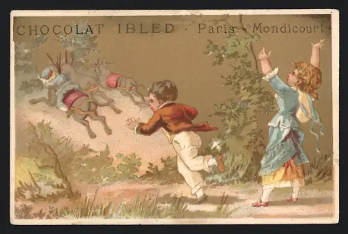 Sammelbild Chocolat Ibled, Paris, Kinder versuchen ihren Eseln hinterherzurennen