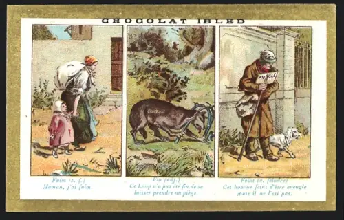Sammelbild Chocolat Ibled, Paris, Rue du Temple 4, Mutter mit Kinder, Mann mit Hund