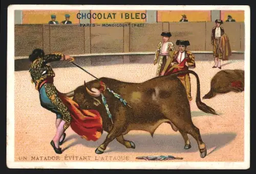 Sammelbild Chocolat Ibled, Paris, Matador beim Stierkampf