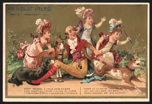 Sammelbild Chocolat Ibled, Paris, Mann mit Kindern und Hunden
