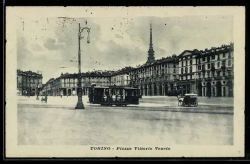 AK Torino, Piazza Vittorio Veneto, Strassenbahn