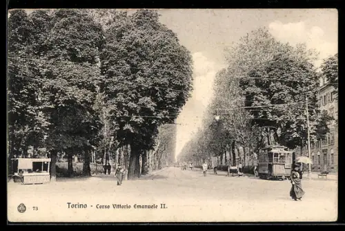 AK Torino, Corso Vittorio Emanuele II, Strassenbahn
