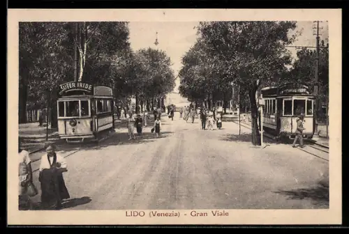 AK Lido /Venezia, Grand Viale, Strassenbahn