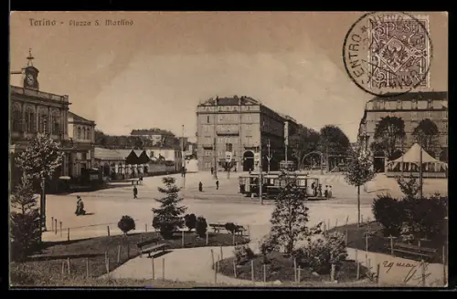 AK Torino, Piazza S. Martino, Strassenbahn