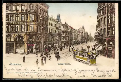 AK Hannover, Georgstrasse mit Strassenbahn