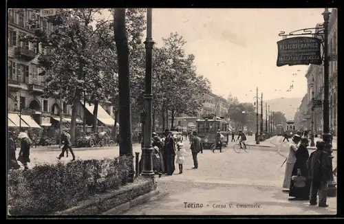 AK Torino, Corso Vittorio Emanuele, Strassenbahn