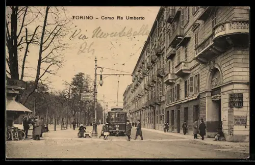 AK Torino, Corso Re Umberto, Strassenbahn