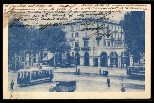 AK Torino, Albergo Ristorante Bologna, Corso Vittorio Emanuele 60, Strassenbahn