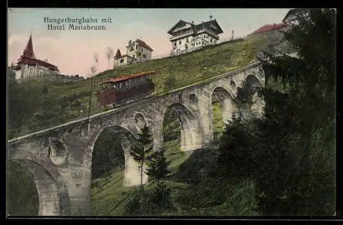 AK Hungerburgbahn, Bergbahn und Blick zum Hotel Mariabrunn