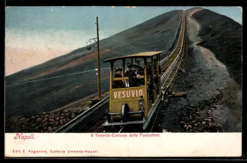 AK Napoli, il Vesuvio-Carrozza della Funicolaire