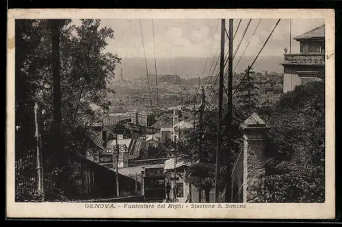 AK Genova, Funicolare del Righi, Stazione S. Simone, Bergbahn