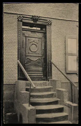 AK Lauterbach, Alte Haustür Nr. 1, Bahnhofstrasse 36