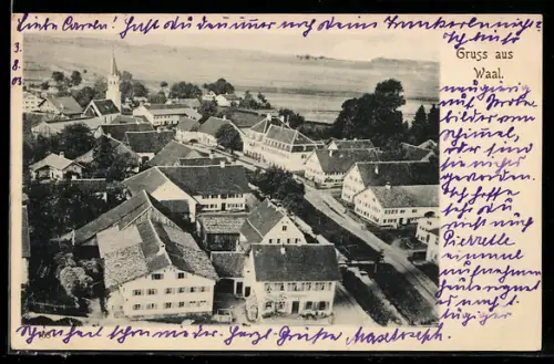 AK Waal, Dorfansicht mit Kirche und Hauptstrasse